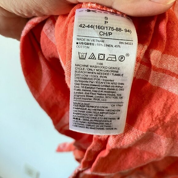 GAP Linen Blend Short Sleeve Tie Front Stripe Top - Picture 6 of 8